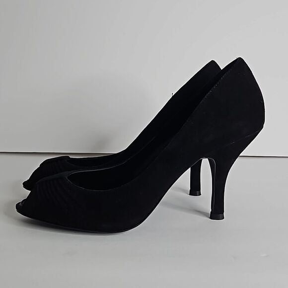 Nickles Soft Leather Black Upper Pump Peeptoe Shoes Size 9M - Picture 9 of 14